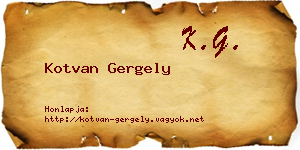 Kotvan Gergely névjegykártya